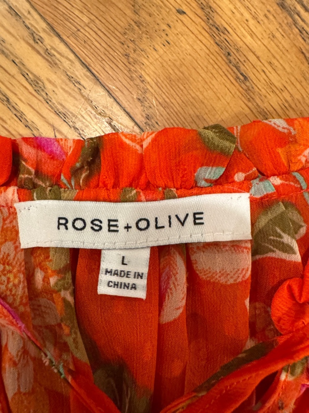 Rose & Olive Orange Floral Tie-Front Flutter Sleeve Blouse - Picture 2 of 9